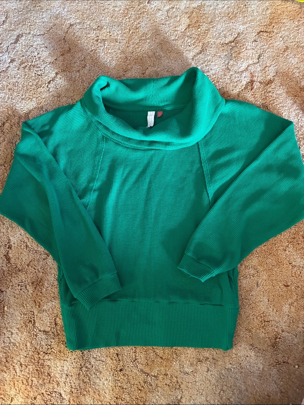 Pilcro Anthropologie Cowl Neck Waffle Knit Thermal Shirt